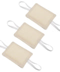 Three yellow 9x7cm Quiet Close Door Latch Covers Cushioned Pads With Elastic Straps For Noise Reduction And Baby Safety Kid-Friendly Padded Door Silencers