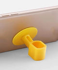Yellow silicone doorknob wall protector installed on door, part of Five Piece Silicone Doorknob Wall Protector And Door Handle Silencer Set For Anti Collision Cushion Stopper Absorbs Noise And Wall Vibration Protects Walls In Homes Offices Villas Garages Schools And Hospitals.