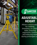 Folding V Head Pipe Stand - Heavy Duty Steel Tripod Welding Jack Stand for Pipe Support, adjustable height side view