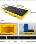 Two Drum Spill Containment Pallet, Polyethylene Low Profile Paint Bucket Tray For Industrial Garage Storage, Leakproof Platform With Detachable Shipping, Yellow 2 Pack, 26.2 x 14.2 x 4.7 Inches