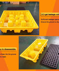 Two Drum Spill Containment Pallet, Polyethylene Low Profile Paint Bucket Tray For Industrial Garage Storage, Yellow 2 Pack shown