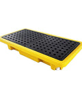 Two Drum Spill Containment Pallet, Polyethylene Low Profile Paint Bucket Tray For Industrial Garage Storage, Leakproof, Yellow 2 Pack