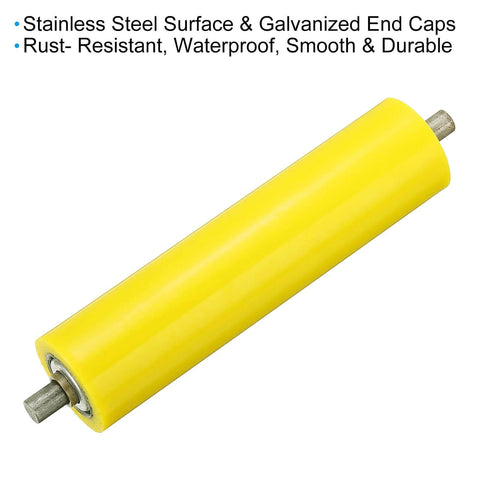 ✝️ Polyurethane Coated Conveyor Roller 2" Diameter 8" Length, Stainless Steel Transmission Replacement Part Galvanized End, Yellow