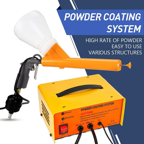 Five Stage Powder Coating System Kit With Foot Switch Portable Manual Spray Gun and control box on white background