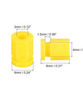 Anti Vibration Rubber Balls Set For RC Flight Controllers F4 And F7 M3x8mm Mounting, close-up of two yellow dampers with measurements