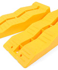 Three Step RV Leveling Ramps Set Of Two For Camper And Trailer In Bright Yellow Terrain Leveler For Stable Parking On Uneven Ground Easy Drive On With Gradual Increments Includes Wheel Chocks