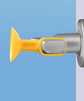 Soft gray silicone doorknob cushions absorb wall impact and noise, protecting surfaces with compact storage and anti collision protection.