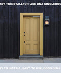 Yellow door with Storm Door Closer,1 Set Screen Door Closer,Pneumatic Door Bracket installed, highlighted by black wall background