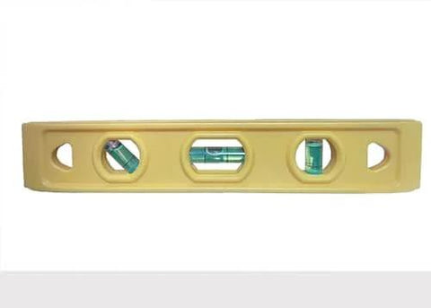 Front view of 9 Inch Speedlite Torpedo Level Yellow Built With High Impact Composite For Tough Jobsite Use Non Conductive Design Makes It A Handy Third Hand For Electricians And Pro DIYers Swanson Tool TL011