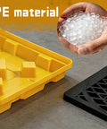 Spill Containment Pallet For One Drum 5 Gallon, Anti Slip Plastic Tray With 24 Inch Square Footprint shown in yellow polyethylene material.