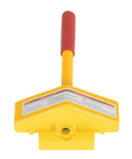 Steel Single Rail Chock With Handle For Keeping Railroad Cars From Moving Bright Yellow Finish Front View