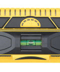Front view of the ProSensor M210 13-Sensor Stud Finder with yellow and black casing and live wire detection feature.
