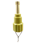 Close-up of a 2-Pack 40mm 5/8-11 Threaded Stud Adapter with Plumb Bob Hook for Total Station, showing the brass and plastic construction.