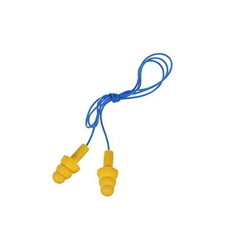 E A R UltraFit Corded Ear Plugs Premolded Triple Flange Comfort Fit with Blue Cord