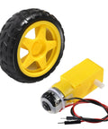 Two Sets DC Gearbox TT Motors With 200 RPM Output at 3 to 6 V and 1 to 48 Gear Reduction, includes wheel and wire connectors