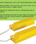 18 Inch Airplane Wheel Chocks For Small To Mid Sized Aircraft, Roped Pair For Polished Hangar Floors, Durable Lightweight Urethane, Yellow AC3518 RP P By Checkers