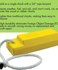 Lightweight 15 Inch Airplane Wheel Chock For Small To Mid Sized Aircraft One Tire Chock With Rope Lanyard Durable Urethane Construction Yellow AC3515 S Checkers Pro Grade Tire Chock.