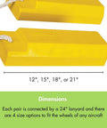 18 Inch Airplane Wheel Chocks For Small To Mid Sized Aircraft, Roped Pair For Polished Hangar Floors, Durable Lightweight Urethane, Yellow AC3518 RP P By Checkers