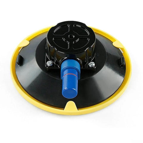 4 Inch Vacuum Suction Cup Mount Base With M6 And M8 Threaded Studs 70 Lb Heavy Duty Sucker for glass and metal surfaces, top view.