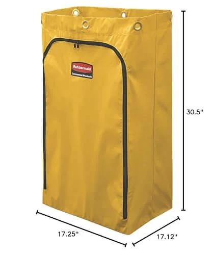 Heavy Duty 24 Gallon Front Zippered Vinyl Replacement Bag For Industrial Janitorial Carts Yellow Waste Linen And Trash Collection Durable Front Loading Bag For Commercial Cleaning Compatible With Rubbermaid Commercial Carts