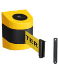 WMB-230 Fixed Wall Mount Retractable Belt Barrier with 30 Foot Belt in Yellow Caution Do Not Enter ABS Case and Mounting Bracket