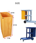 Rugged Waterproof Janitorial Cart Bag for Commercial Cleaning, 23 Gallon Capacity, Yellow PVC lined bag next to carts