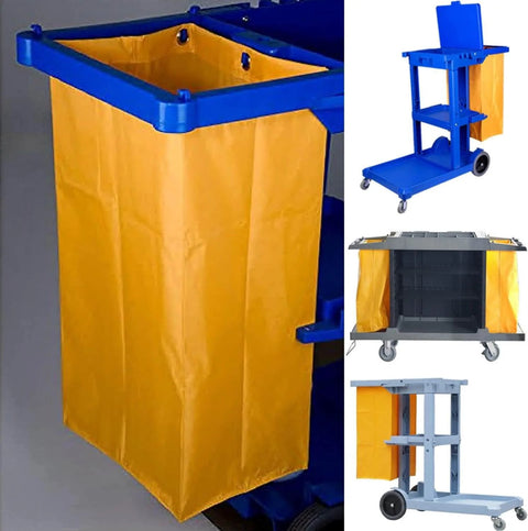 Rugged Waterproof Janitorial Cart Bag for Commercial Cleaning, 23 Gallon Capacity, Thickened Oxford Cloth With PVC Liner, 6 Brass Grommets, Yellow
