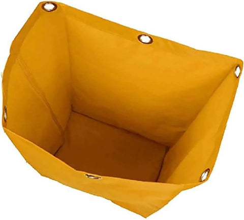 Yellow Rugged Waterproof Janitorial Cart Bag, 23 Gallon Capacity, Thickened Oxford Cloth with PVC Liner, 6 Brass Grommets, Top View