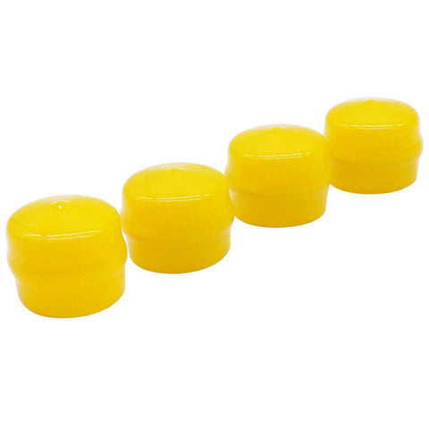 Yellow Wheel Bearing Cap Dust Cover 4 Pack M143338 For John Deere L LA LT LX D And X Series displayed in a row