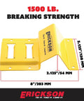 Beefy Wheel Chock Tie Down Kit For ATV UTV Transport With 2 In By 7.5 Ft Ratchet Straps, 1500 Lb Capacity, yellow chock dimensions