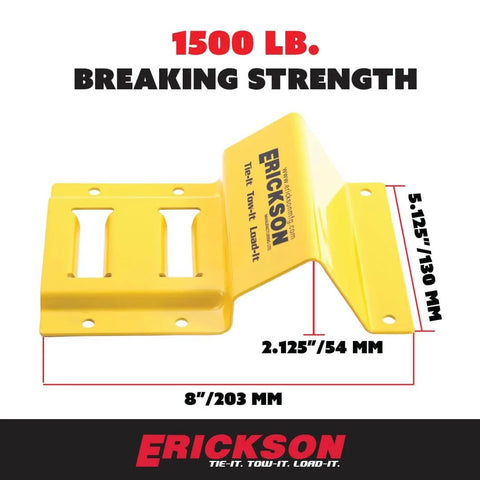 Beefy Wheel Chock Tie Down Kit For ATV UTV Transport With 2 In By 7.5 Ft Ratchet Straps, 1500 Lb Capacity, yellow chock dimensions