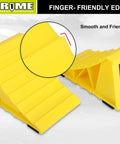 Bright Yellow Heavy Duty Wheel Chocks With Non Slip EVA Base For RV And Trailer 2 Pack No Rope Hassle And Lightweight Tire Stoppers