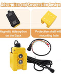 4 Wire Dump Trailer Remote Control Switch 12V DC Up Down Momentary Dual Button Control For Double Acting Hydraulic Pump Power Unit Ideal For Truck Lift Gates Cranes And Wreckers MG018 4W, featuring protective shell, magnetic adsorption, and wiring