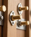 612-Piece SAE Grade 8 Bolts And Nuts Kit installed in wood, heavy duty yellow zinc plated, includes washers, sizes 1/4-20 to 1/2-13.