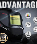 Auto darkening welding helmet YESWELDER with features including true color, fast darkening, and anti-blue ray protection.