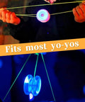 Yo-Yo Bearing Replacement Kit with 10 Ball & 8 Ball Bearings being used with glowing yo-yo in dark setting, fits most yo-yos