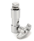 Silver Yoke Mount To Baby Receiver And Junior Adapter for TVMP Yoke Lighting Mounts with bolt and handle details