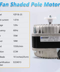 YZF18-25 Fan AC Motor 120V 18W 1.01A 60Hz Shaded Pole Condenser Motor Replace YZF10-20 YZF6-13 W0301905