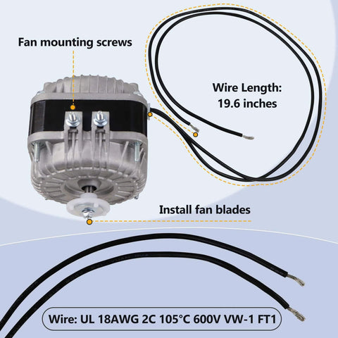 YZF18-25 Fan AC Motor 120V 18W 1.01A 60Hz Shaded Pole Condenser Motor Replace YZF10-20 YZF6-13 W0301905 wires and screws