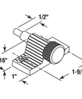 Diagram of Zamak Twist-In Sliding Door Lock For Patio Doors And Horizontal Sliding Windows with dimensions labeled 1-9/16 inch hole spacing.