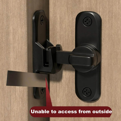 Dual 90 And 180 Degree Gate Latch For Barn Doors Zinc Alloy Right Angle Door Lock Latch installed on wooden door