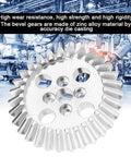 Beefy Bevel Gear Set For FRC Robots Zinc Alloy Aluminum Bearing 22mm displayed with background of industrial machinery