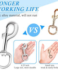 Comparison of extra large 4.23 inch swivel eye bolt snap hook with zinc alloy, showing durability and rust resistance, for marine use