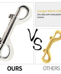 Comparison of 24 Pcs 4.7 Inch Double Ended Bolt Snap Hooks Zinc Alloy Chain Clips with gold alternative highlighting durability.