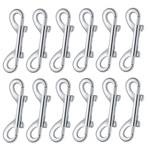 12 Pack Double Ended Bolt Snap Hooks Zinc Alloy Double Trigger Clips For Dog Leash Collar Key Chain Horse Tack Pet Sling And Feed Buckets 2.75 Inch Durable 110 Pound Working Load
