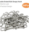 24 Pcs 4.7 Inch Double Ended Bolt Snap Hooks Zinc Alloy Chain Clips Weatherproof Rust Resistant Durable Silver Hooks Display