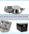 Durable zinc alloy cam lock dust cover set protects tool box locks from dust and moisture, shown with installed view