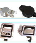 Durable zinc alloy cam lock dust cover set protects tool box locks from dust and moisture in various designs.