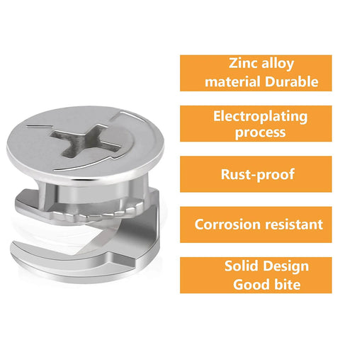 20 Pieces Furniture Cam Lock Fasteners 15mm x 12mm Furniture Cam Lock Nut Connectors Fittings For Cabinet Drawer Wardrobe