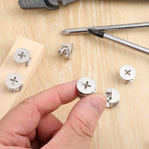 Durable 10 pack cam locks for furniture provide secure cabinet and drawer fastening with 15x12 mm eccentric locking nuts, crafted from zinc alloy